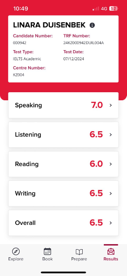 Линара, IELTS 6.5
